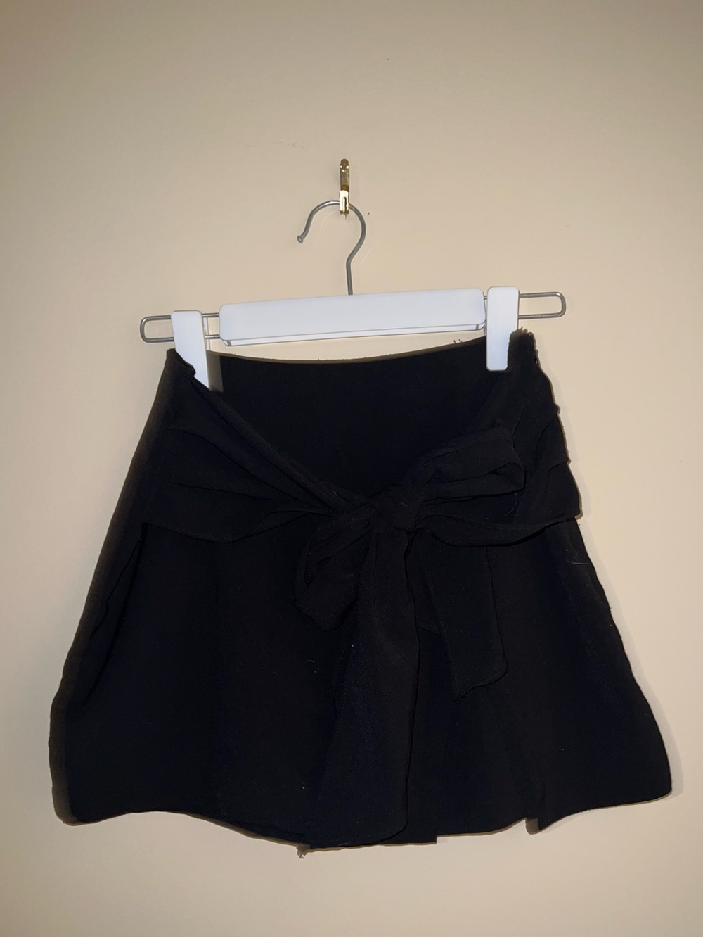 Tie Front Black Mini Skirt